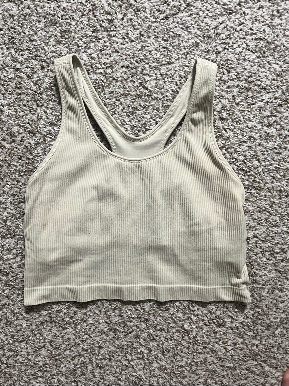 Ribbed Cropped Tank Top in Pale Yellow